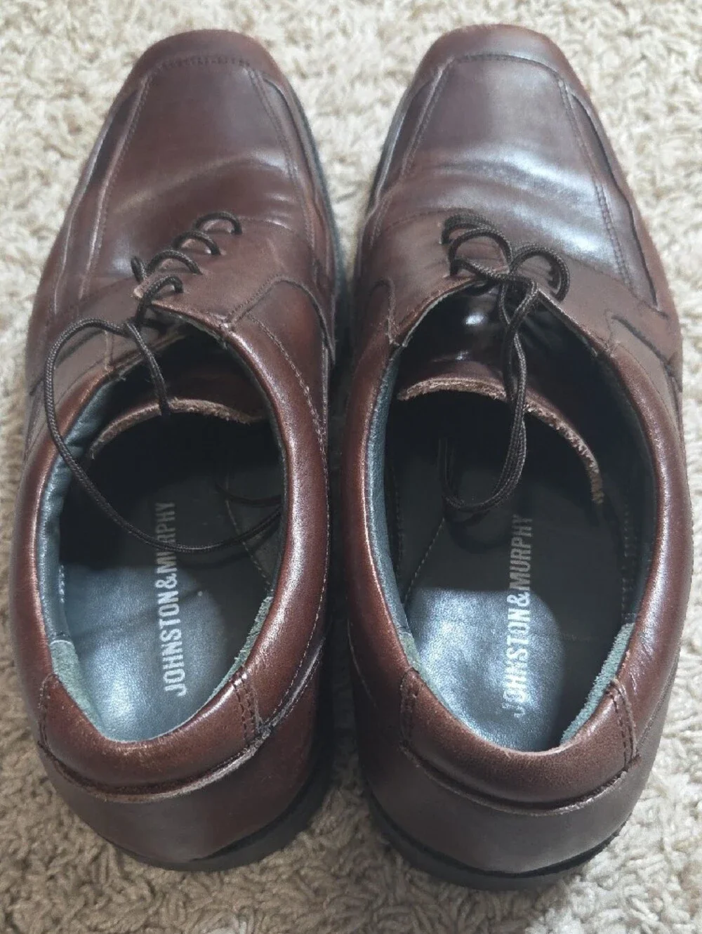 Johnston & Murphy Dark Brown 9.5M Leather Lace-Up Oxfords